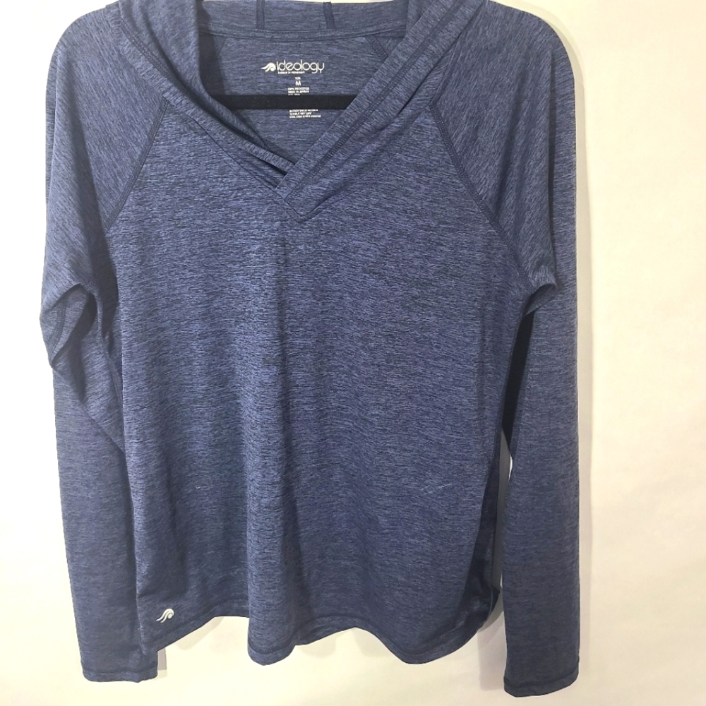 Ideology believe in movement Size Medium Blue Lightweight Hoodie Outside Workout